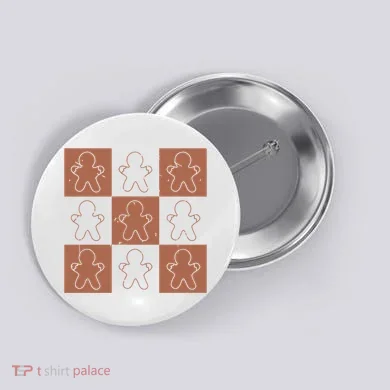 Checkered Gingerbread Man Retro Button