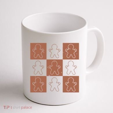 Checkered Gingerbread Man Retro Coffee Mug back