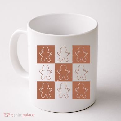 Checkered Gingerbread Man Retro Coffee Mug