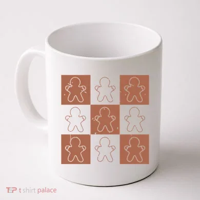 Checkered Gingerbread Man Retro Coffee Mug