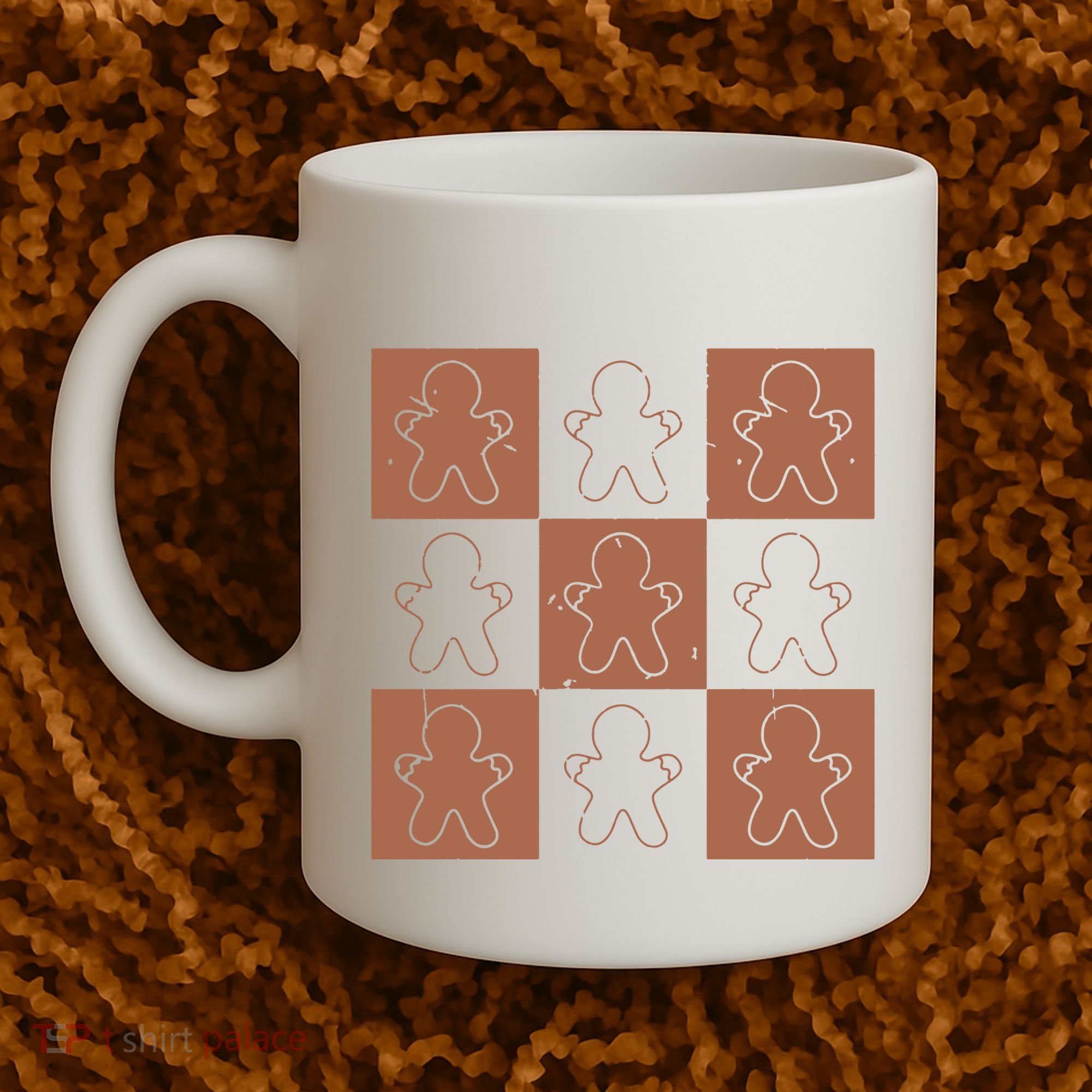 Checkered Gingerbread Man Retro Coffee Mug