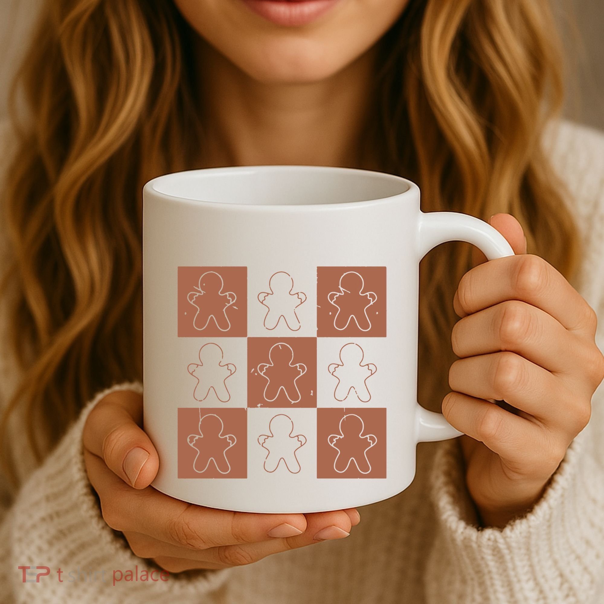 Checkered Gingerbread Man Retro Coffee Mug