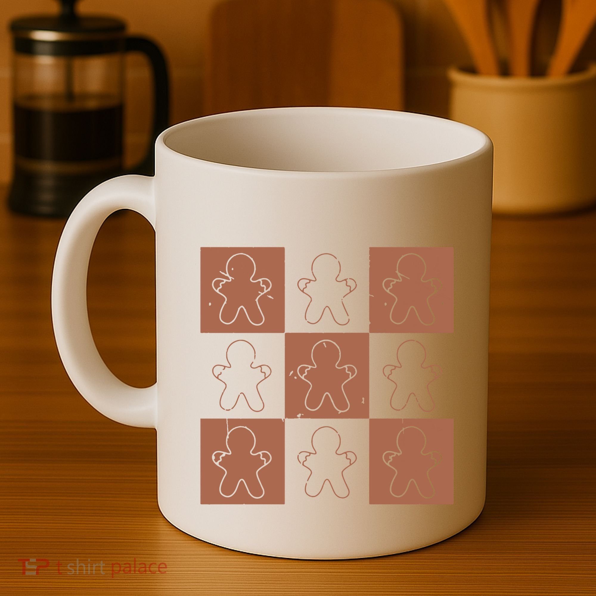 Checkered Gingerbread Man Retro Coffee Mug
