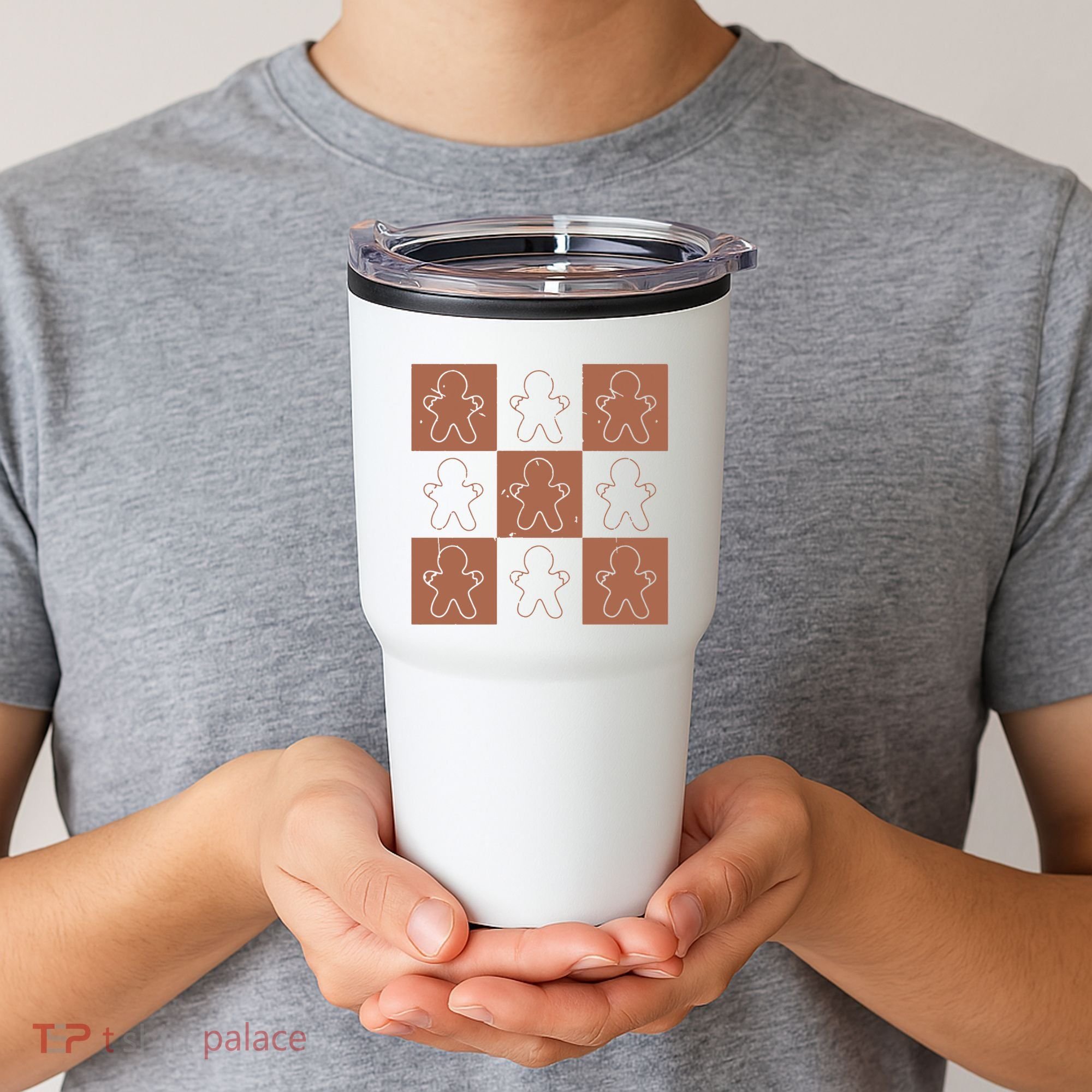 Checkered Gingerbread Man Retro Tumbler