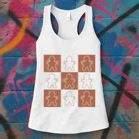 Checkered Gingerbread Man Retro Women's Tank Top thumb 3