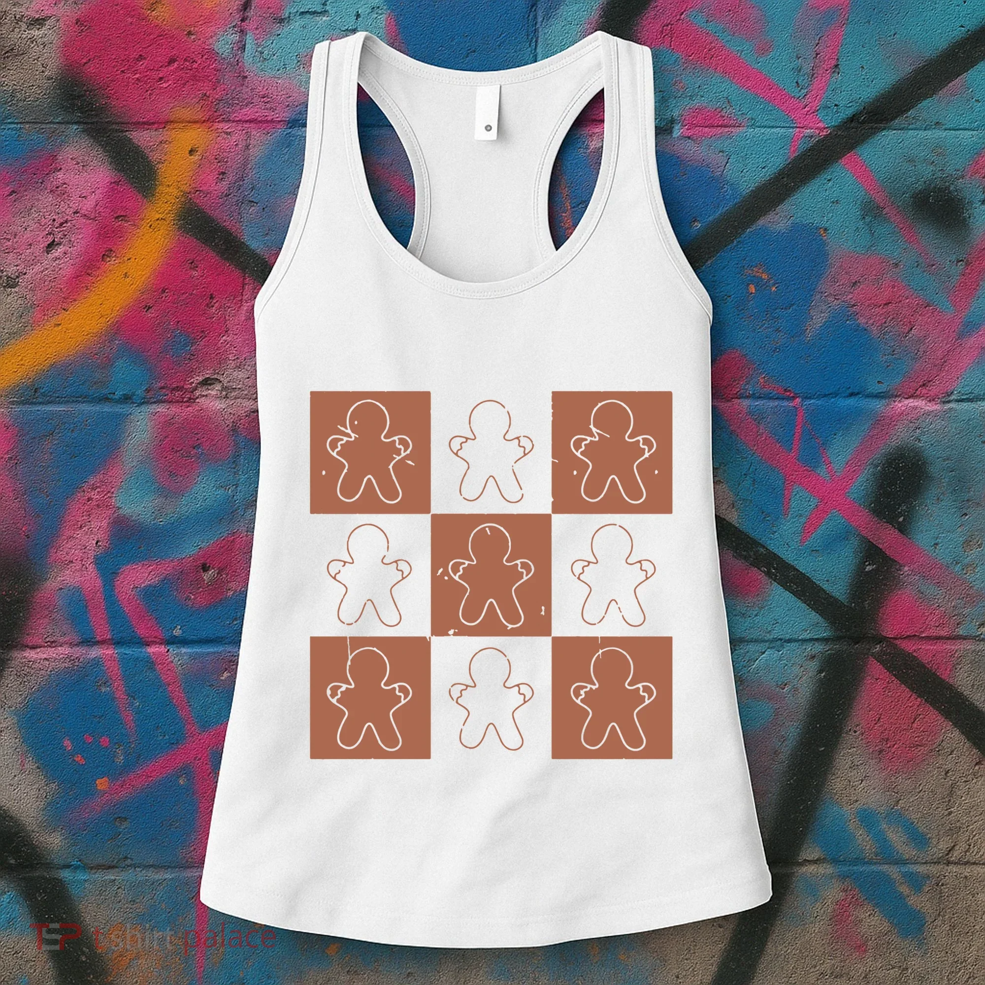 Checkered Gingerbread Man Retro Women's Tank Top