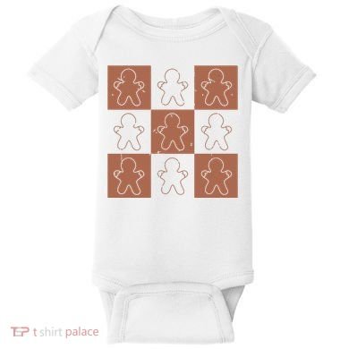 Checkered Gingerbread Man Retro Baby Bodysuit