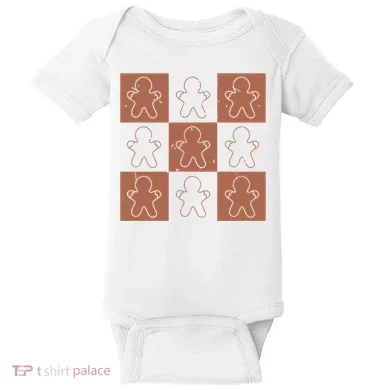 Checkered Gingerbread Man Retro Baby Bodysuit