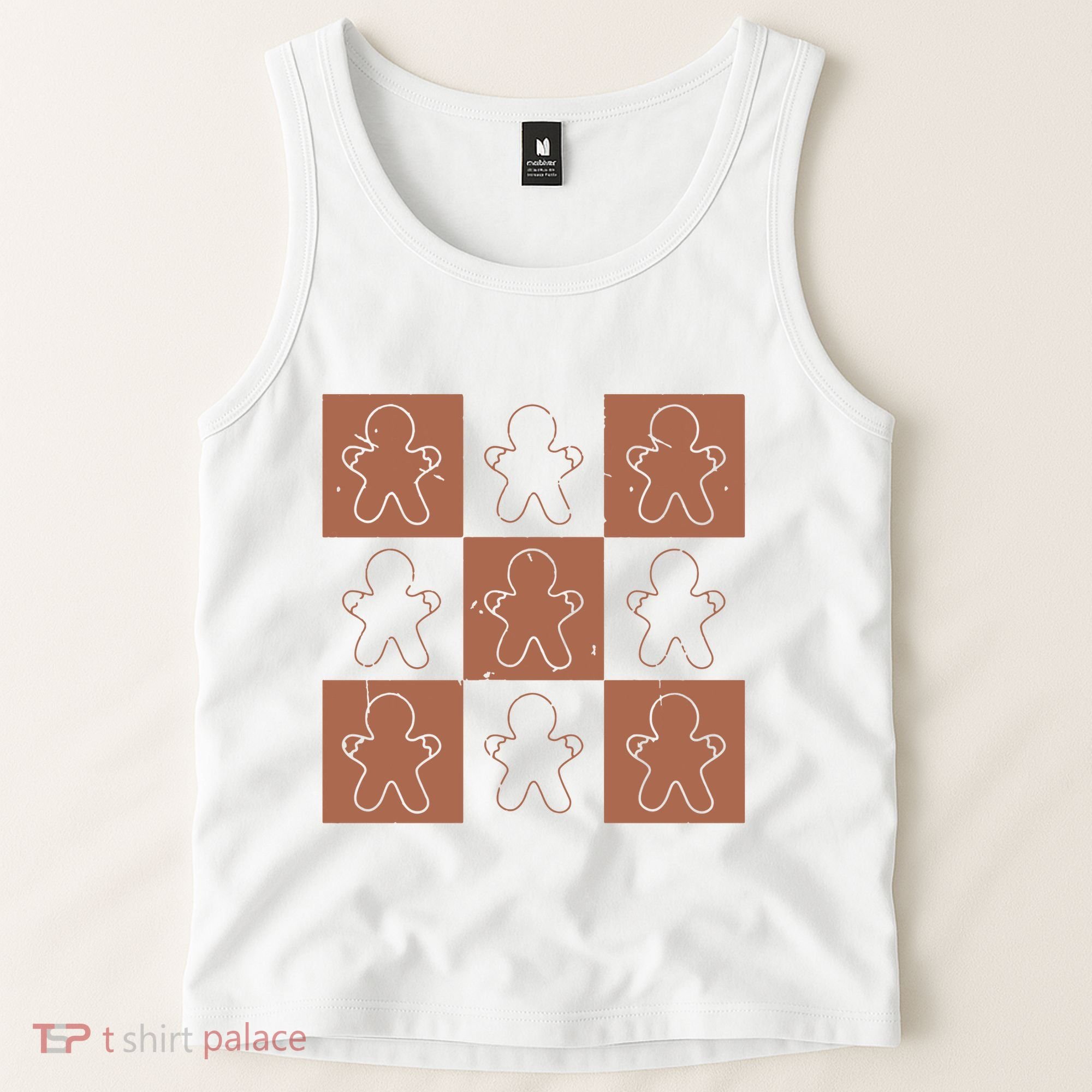 Checkered Gingerbread Man Retro Tank Top