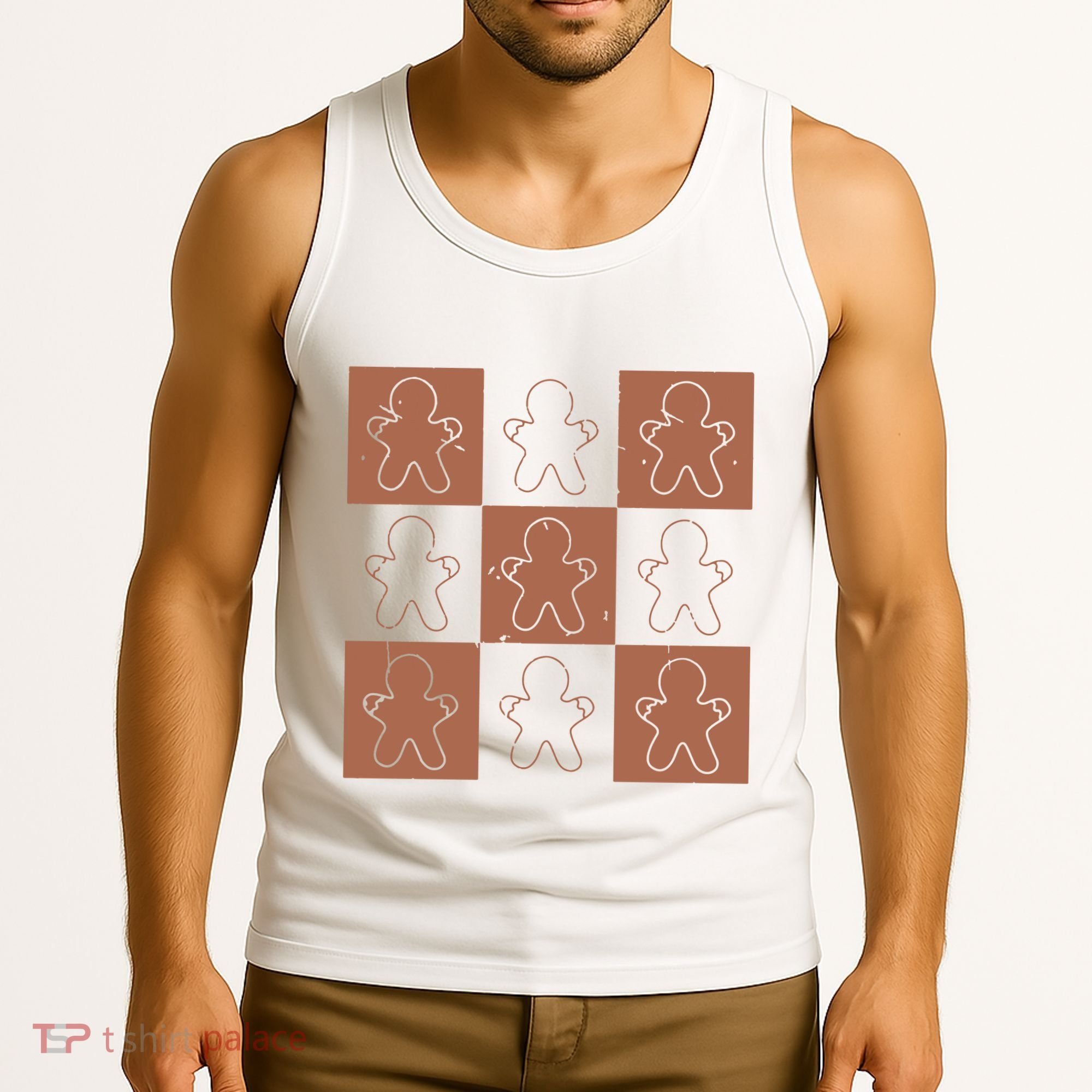Checkered Gingerbread Man Retro Tank Top
