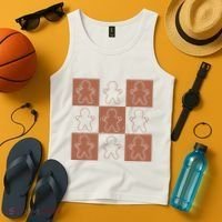 Checkered Gingerbread Man Retro Tank Top thumb 4