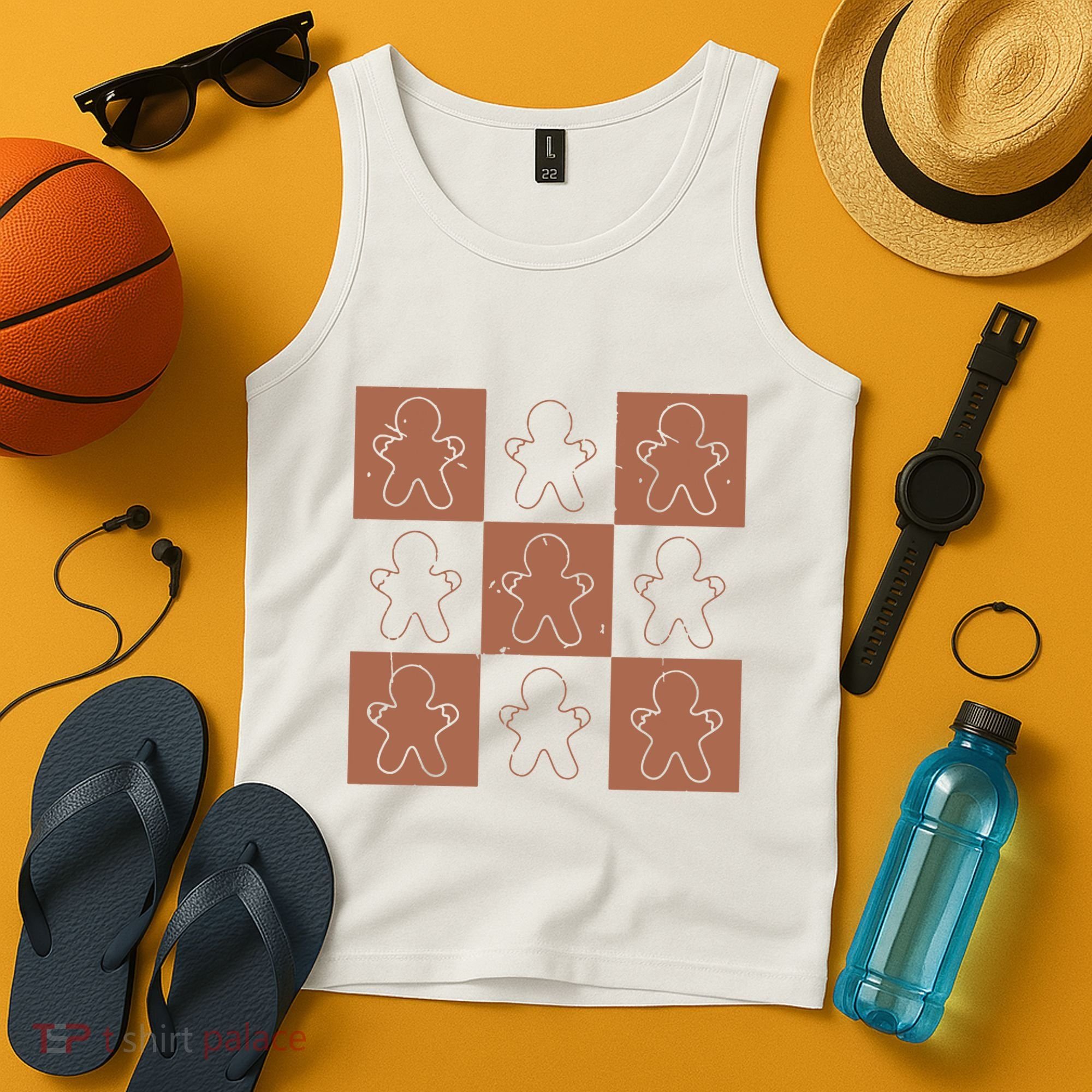 Checkered Gingerbread Man Retro Tank Top