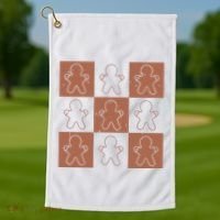 Checkered Gingerbread Man Retro Golf Towel thumb 1