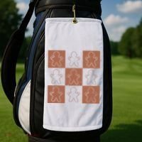 Checkered Gingerbread Man Retro Golf Towel thumb 2