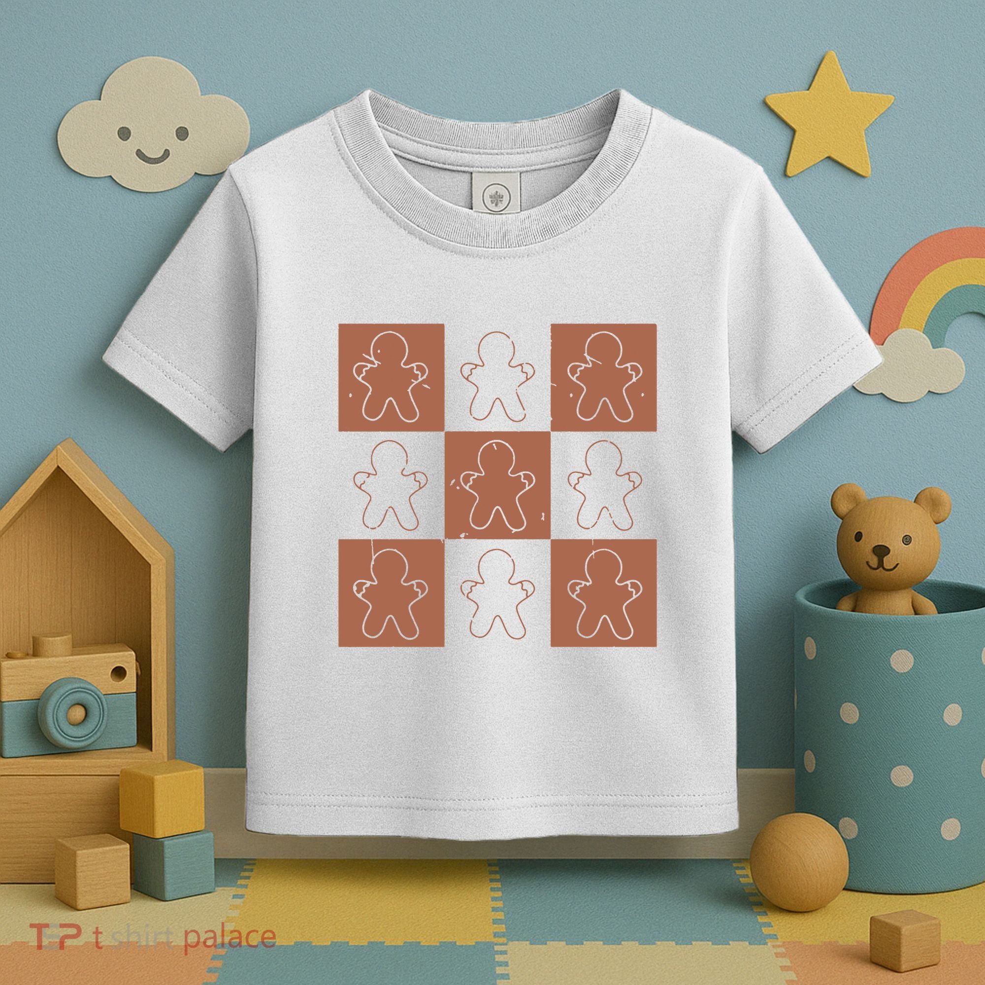 Checkered Gingerbread Man Retro Toddler T-Shirt
