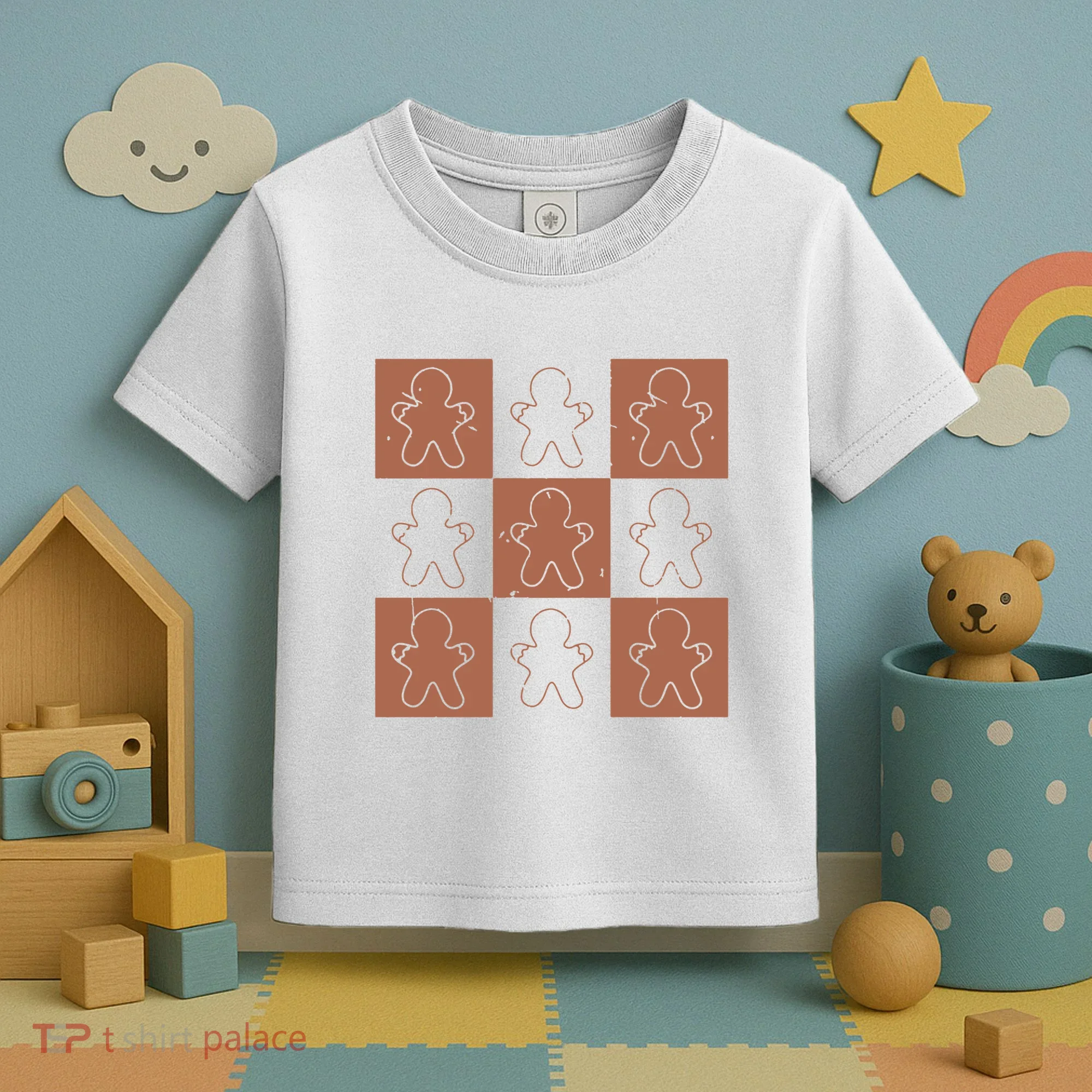 Checkered Gingerbread Man Retro Toddler T-Shirt