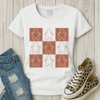 Checkered Gingerbread Man Retro Women's T-Shirt thumb 3