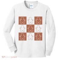 Checkered Gingerbread Man Retro Kids Long Sleeve Shirt thumb 0