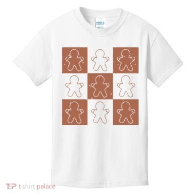 Checkered Gingerbread Man Retro Kids T-Shirt