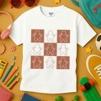 Checkered Gingerbread Man Retro Kids T-Shirt thumb 3