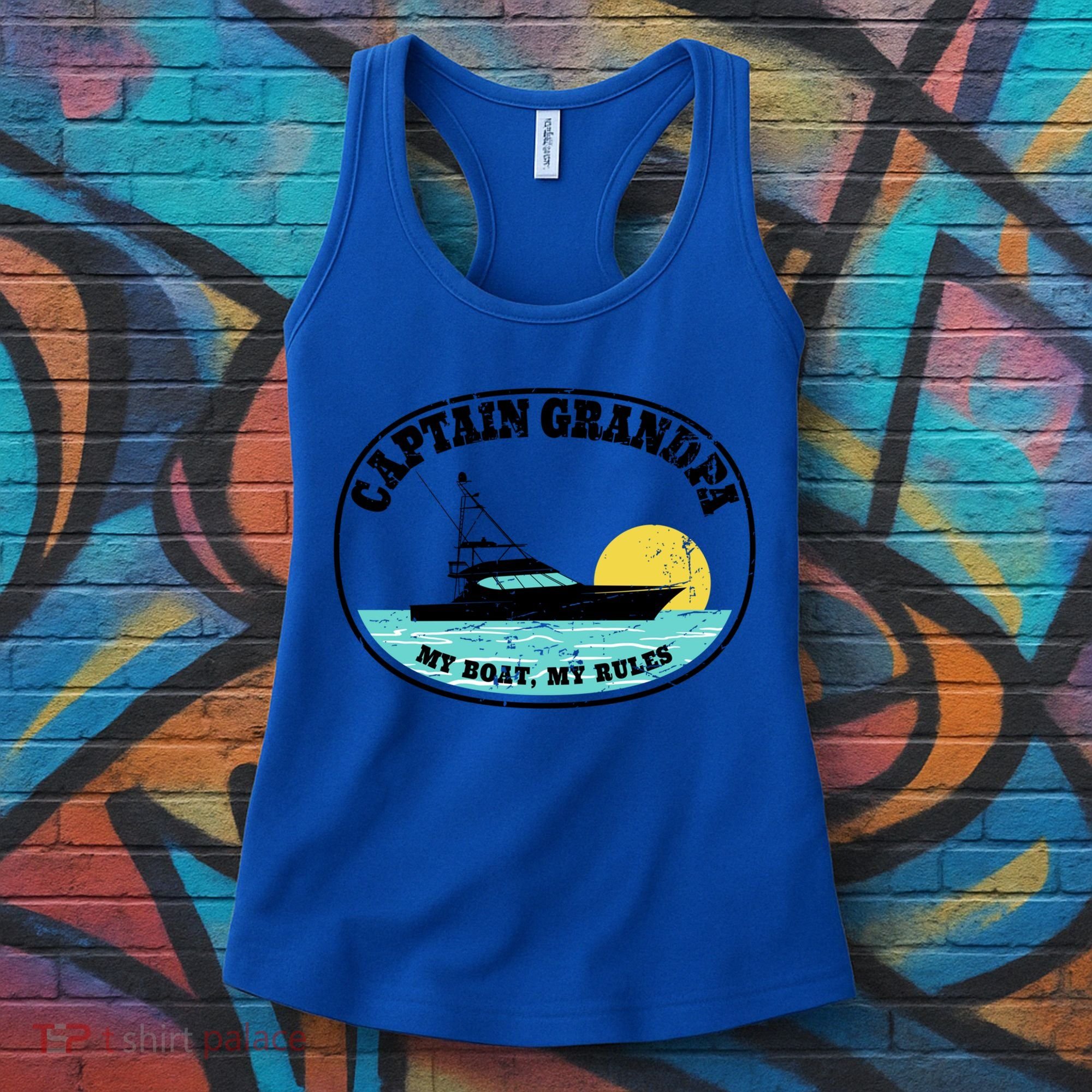 Captain Grandpa My Boat My Rules Yacht Boating Lover Retro Gift Women's Tank Top