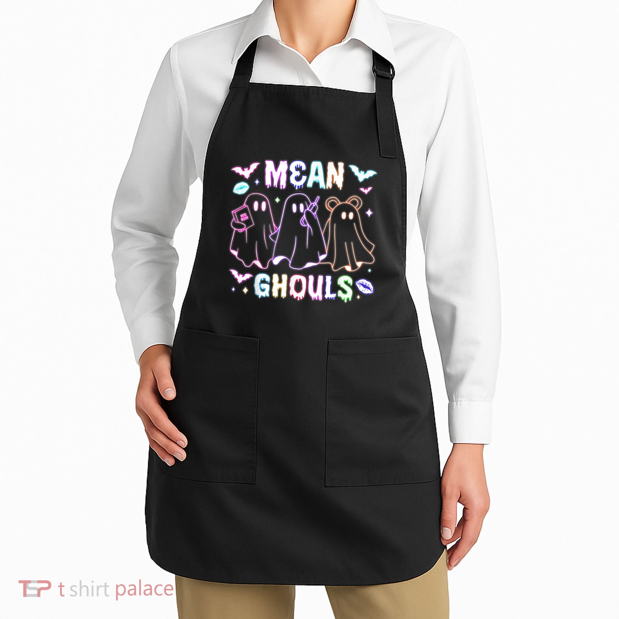 Cute Ghost Mean Ghouls Funny Halloween Costume Spooky Season Apron