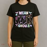 Cute Ghost Mean Ghouls Funny Halloween Costume Spooky Season T-Shirt thumb 4