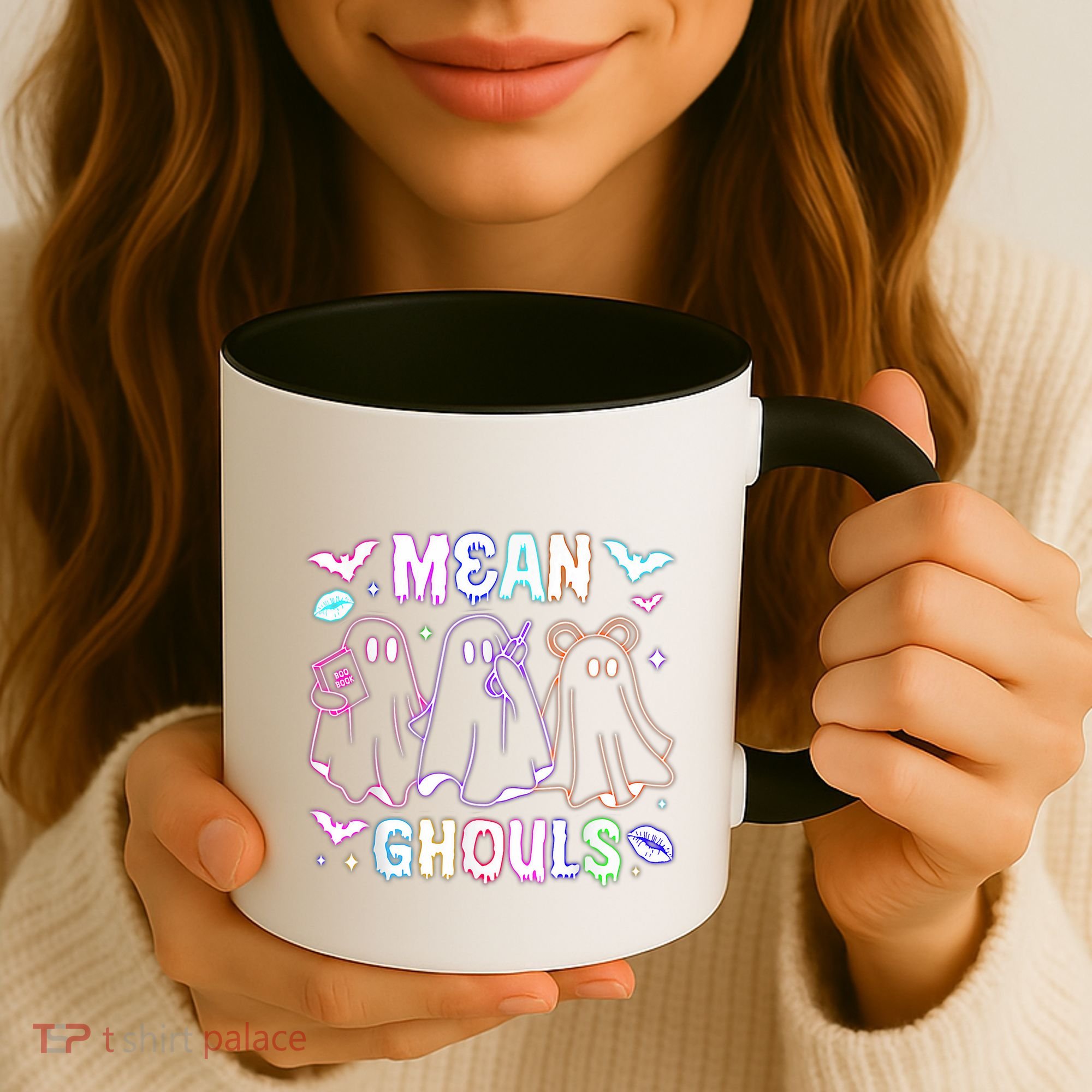 Cute Ghost Mean Ghouls Funny Halloween Costume Spooky Season Coffee Mug