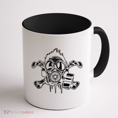Crossbones Gas Mask Guy Coffee Mug back