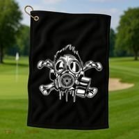 Crossbones Gas Mask Guy Golf Towel thumb 1