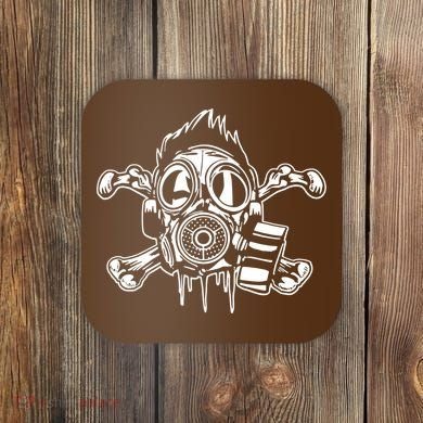 Crossbones Gas Mask Guy Coaster