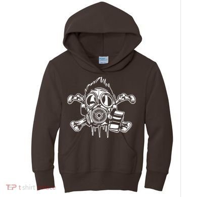 Crossbones Gas Mask Guy Kids Hoodie