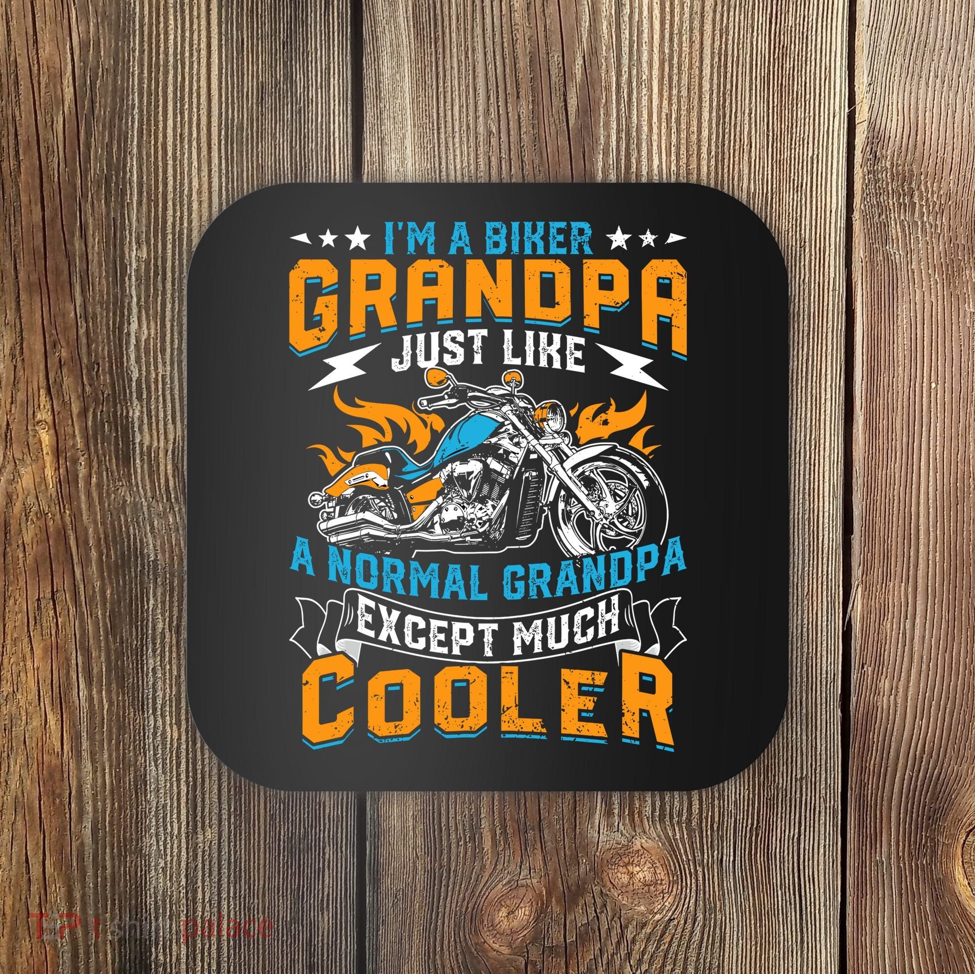 Cool Grandpa Motorcycle Gift Idea Coaster