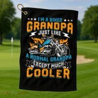 Cool Grandpa Motorcycle Gift Idea Golf Towel thumb 1