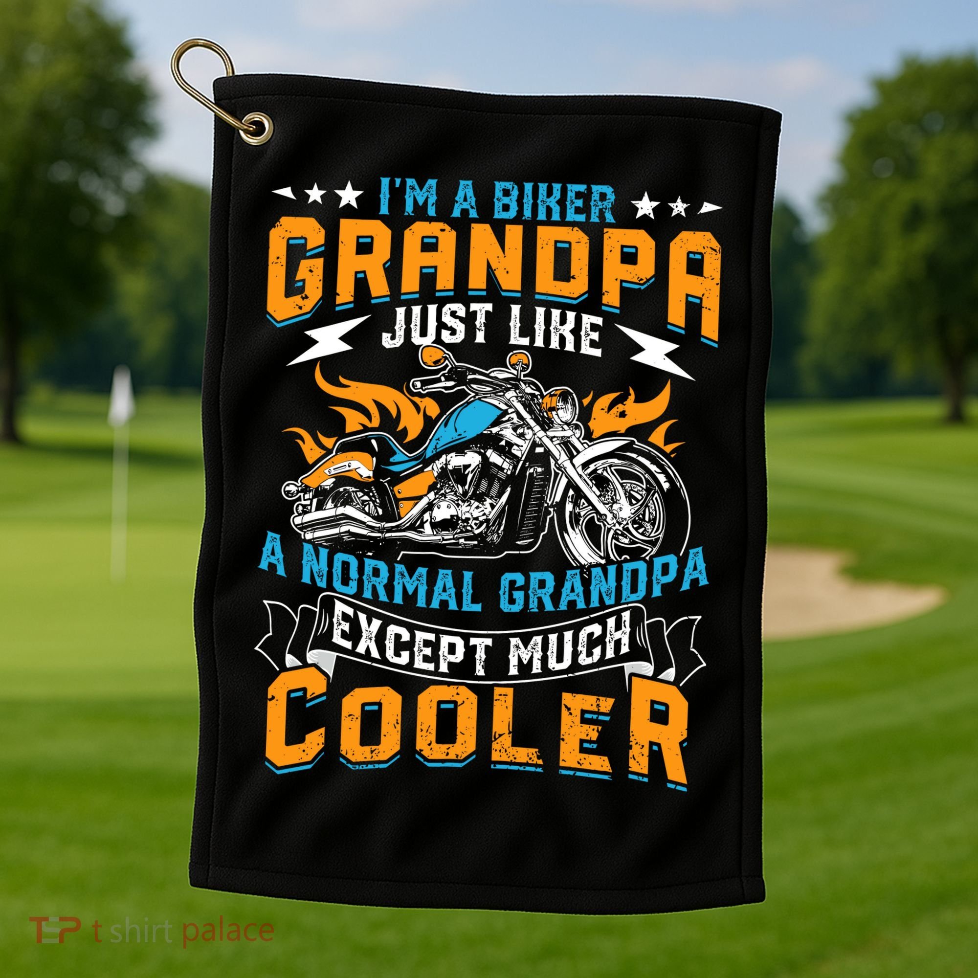 Cool Grandpa Motorcycle Gift Idea Golf Towel