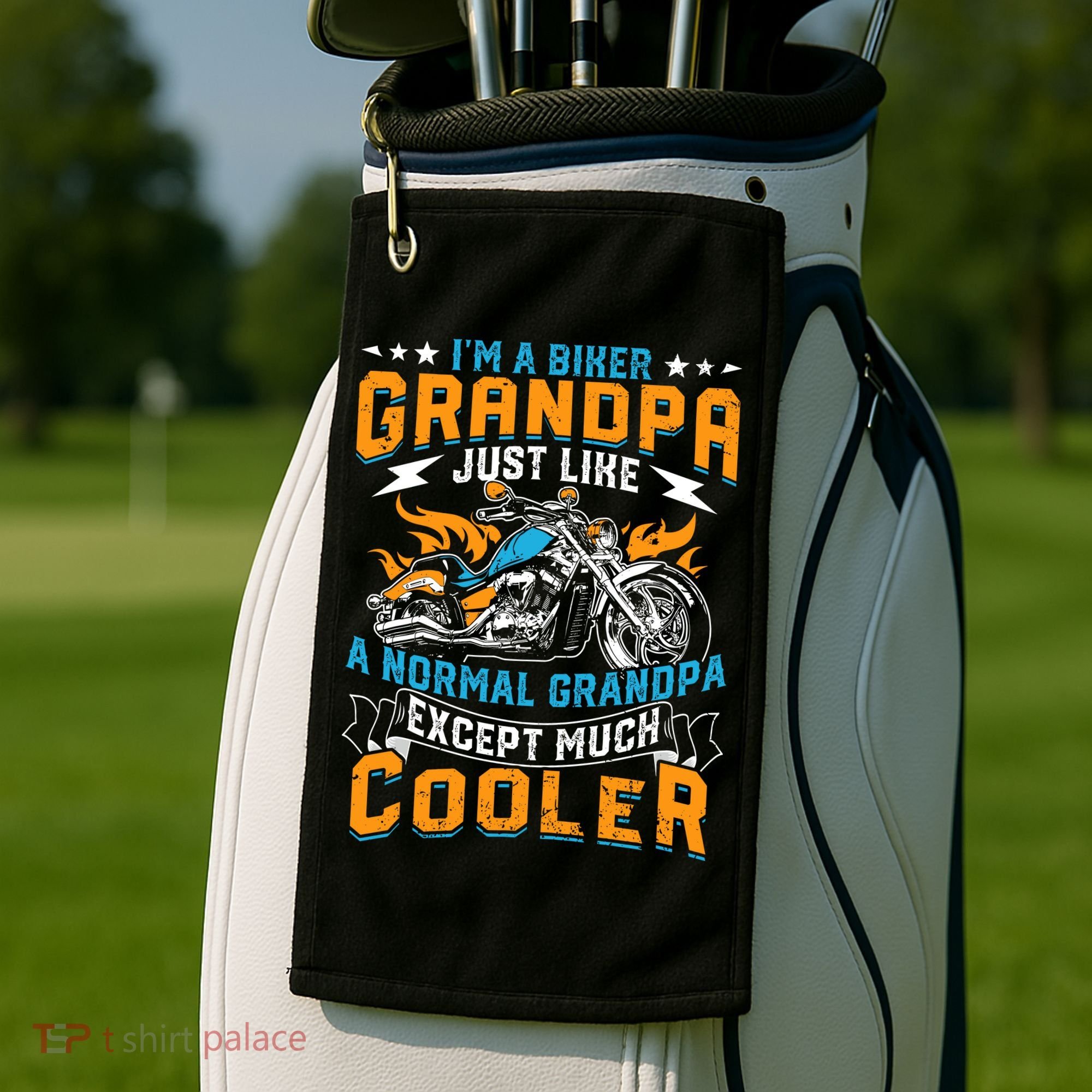 Cool Grandpa Motorcycle Gift Idea Golf Towel