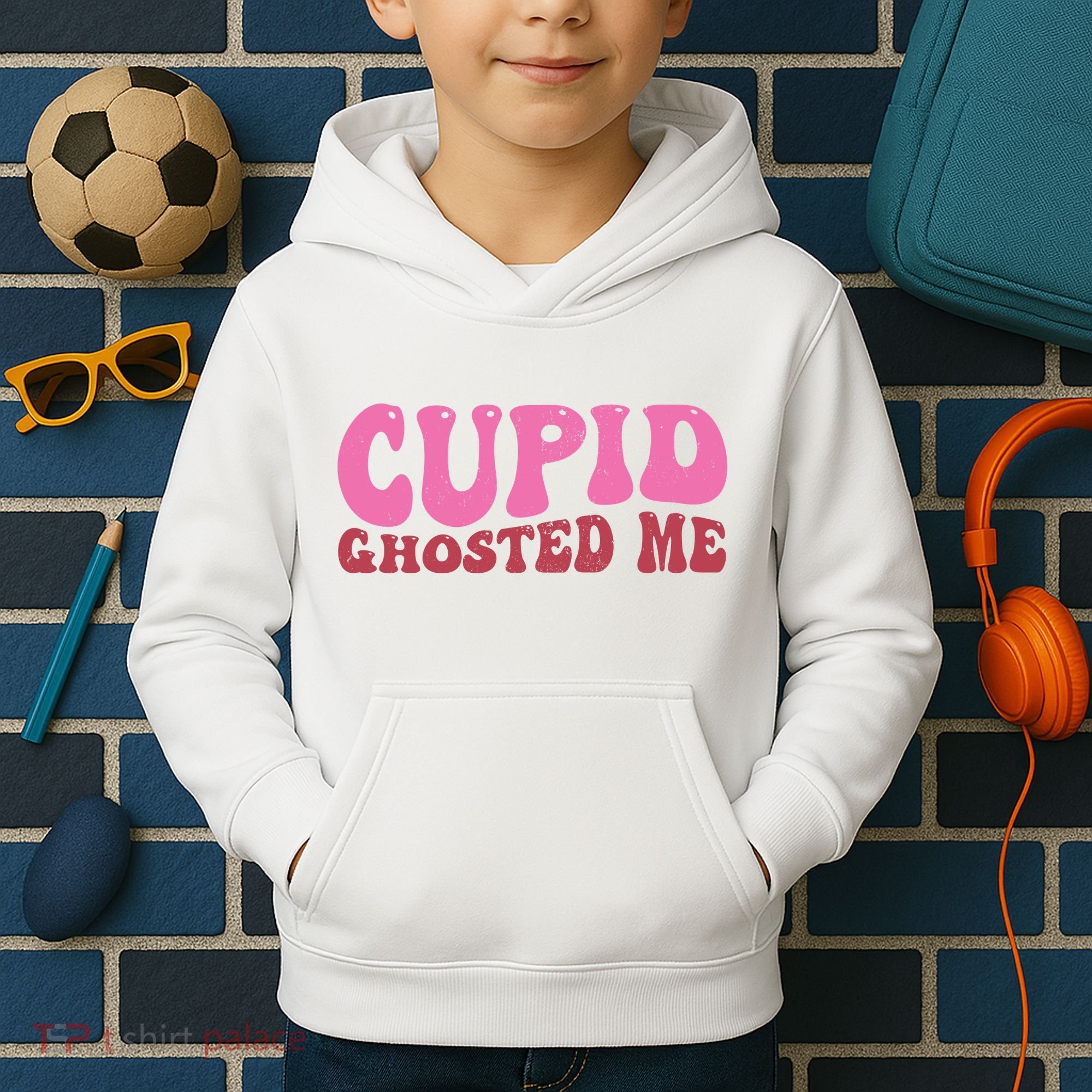 Cupid Ghosted Me Funny Valentines Day Kids Hoodie
