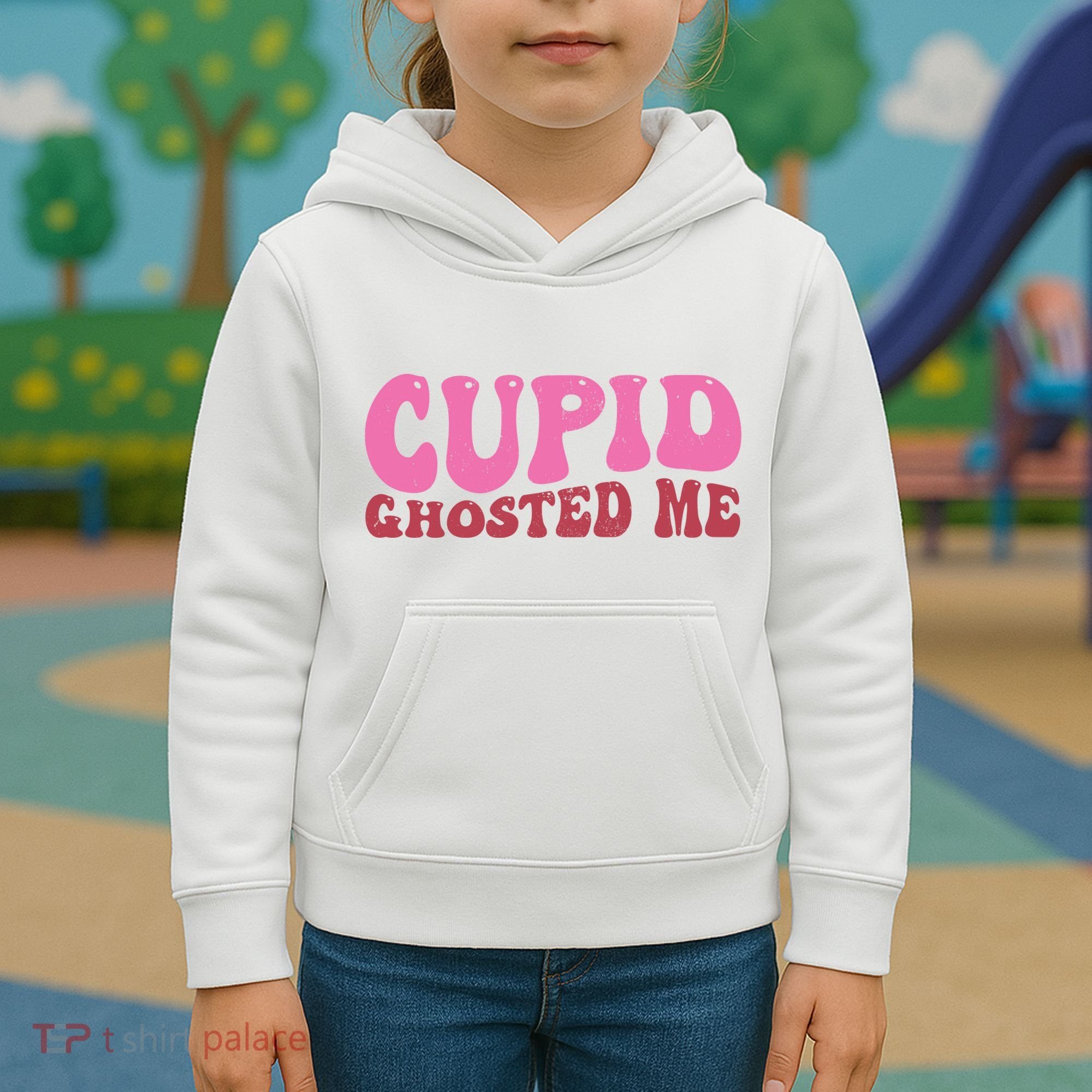 Cupid Ghosted Me Funny Valentines Day Kids Hoodie