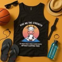 Cow Give Me The Strength To Walk Away From Stupid People Tank Top thumb 4