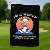 Cow Give Me The Strength To Walk Away From Stupid People Golf Towel thumb 1