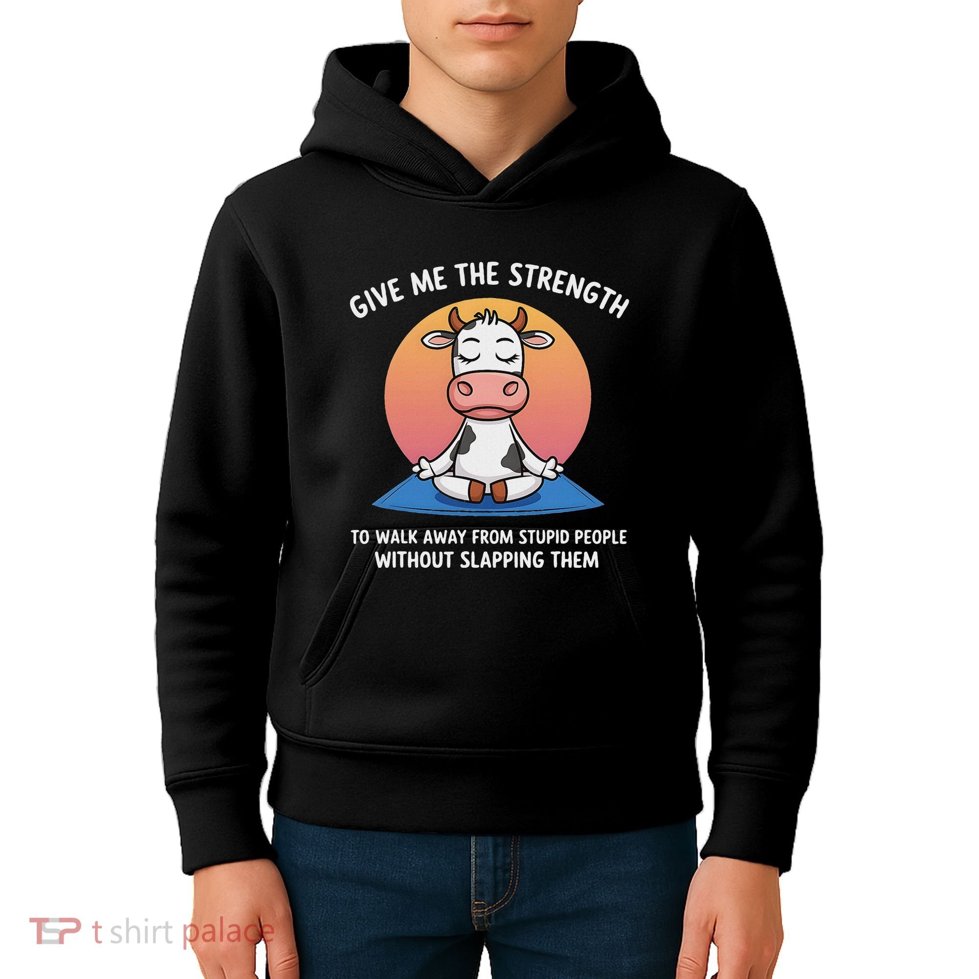 Cow Give Me The Strength To Walk Away From Stupid People Kids Hoodie