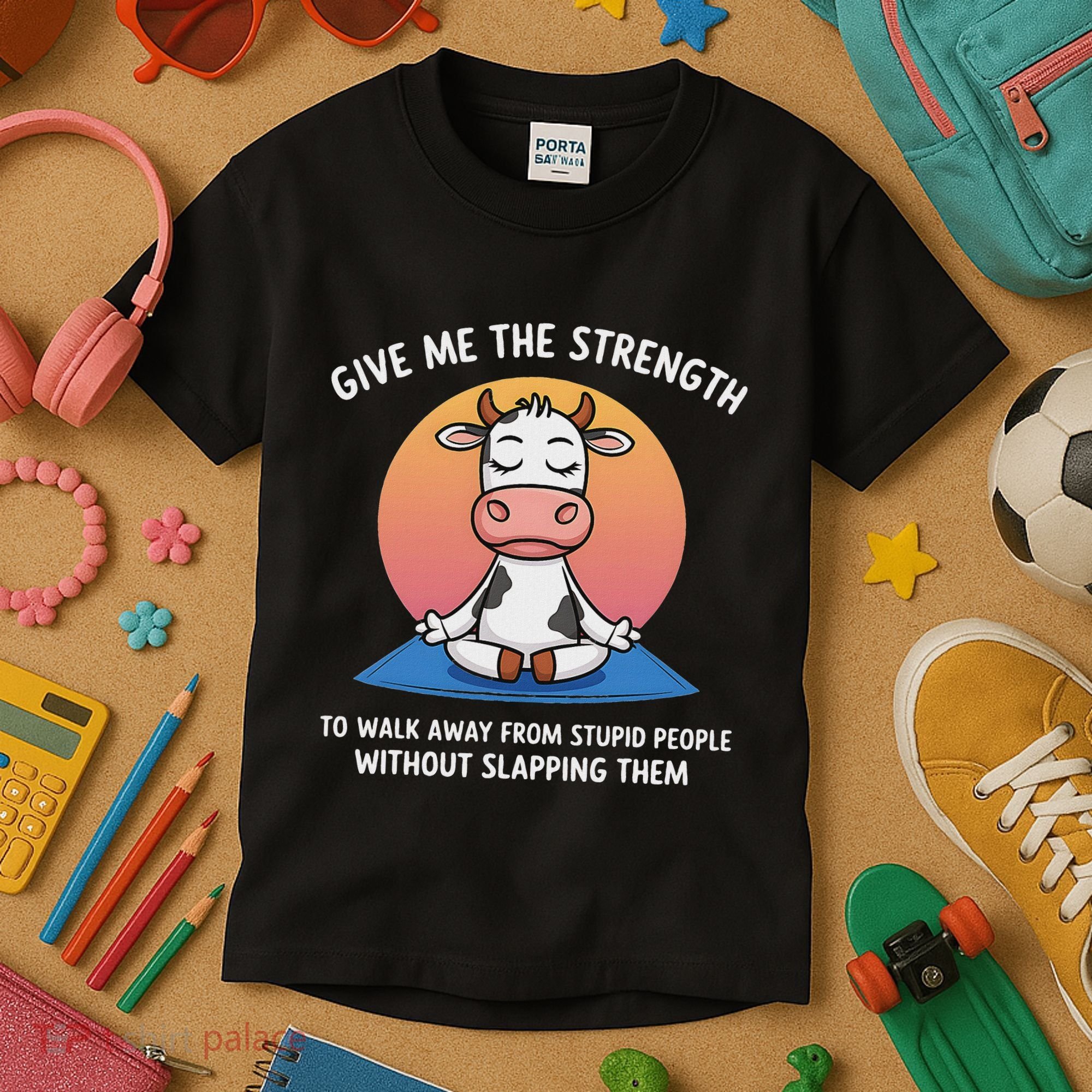 Cow Give Me The Strength To Walk Away From Stupid People Kids T-Shirt