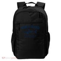 Cute Gift Marco Island Florida Shark Retro Arched Navy Blue Letters  Backpack thumb 0