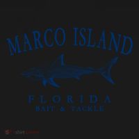 Cute Gift Marco Island Florida Shark Retro Arched Navy Blue Letters  Coaster thumb 2