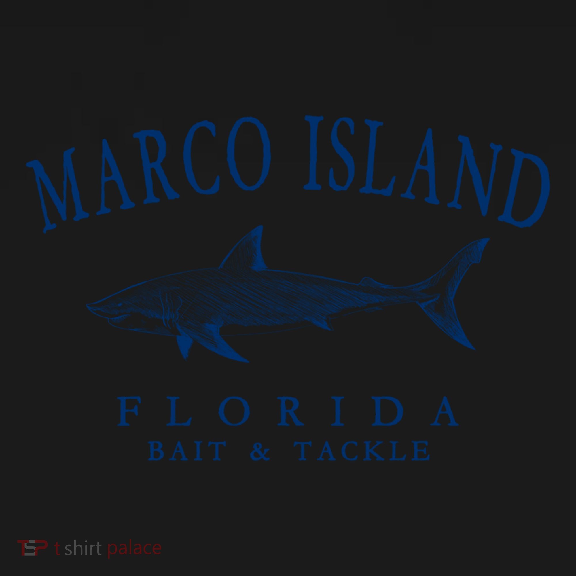 Cute Gift Marco Island Florida Shark Retro Arched Navy Blue Letters  Coaster