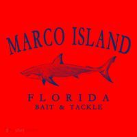 Cute Gift Marco Island Florida Shark Retro Arched Navy Blue Letters  Santa Hat thumb 1