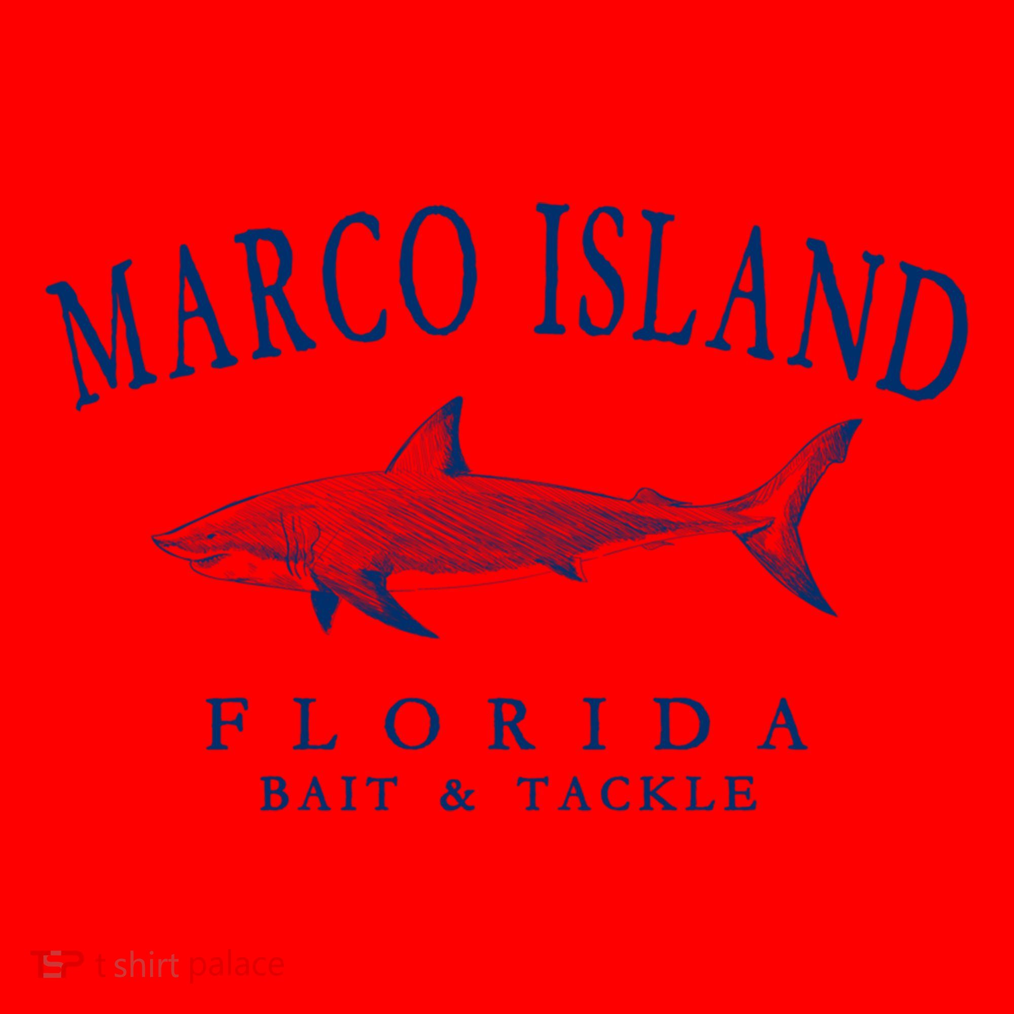 Cute Gift Marco Island Florida Shark Retro Arched Navy Blue Letters  Santa Hat