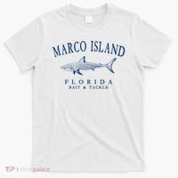 Cute Gift Marco Island Florida Shark Retro Arched Navy Blue Letters  T-Shirt thumb 0