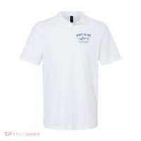 Cute Gift Marco Island Florida Shark Retro Arched Navy Blue Letters  Polo thumb 0