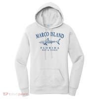 Cute Gift Marco Island Florida Shark Retro Arched Navy Blue Letters  Women's Hoodie thumb 0